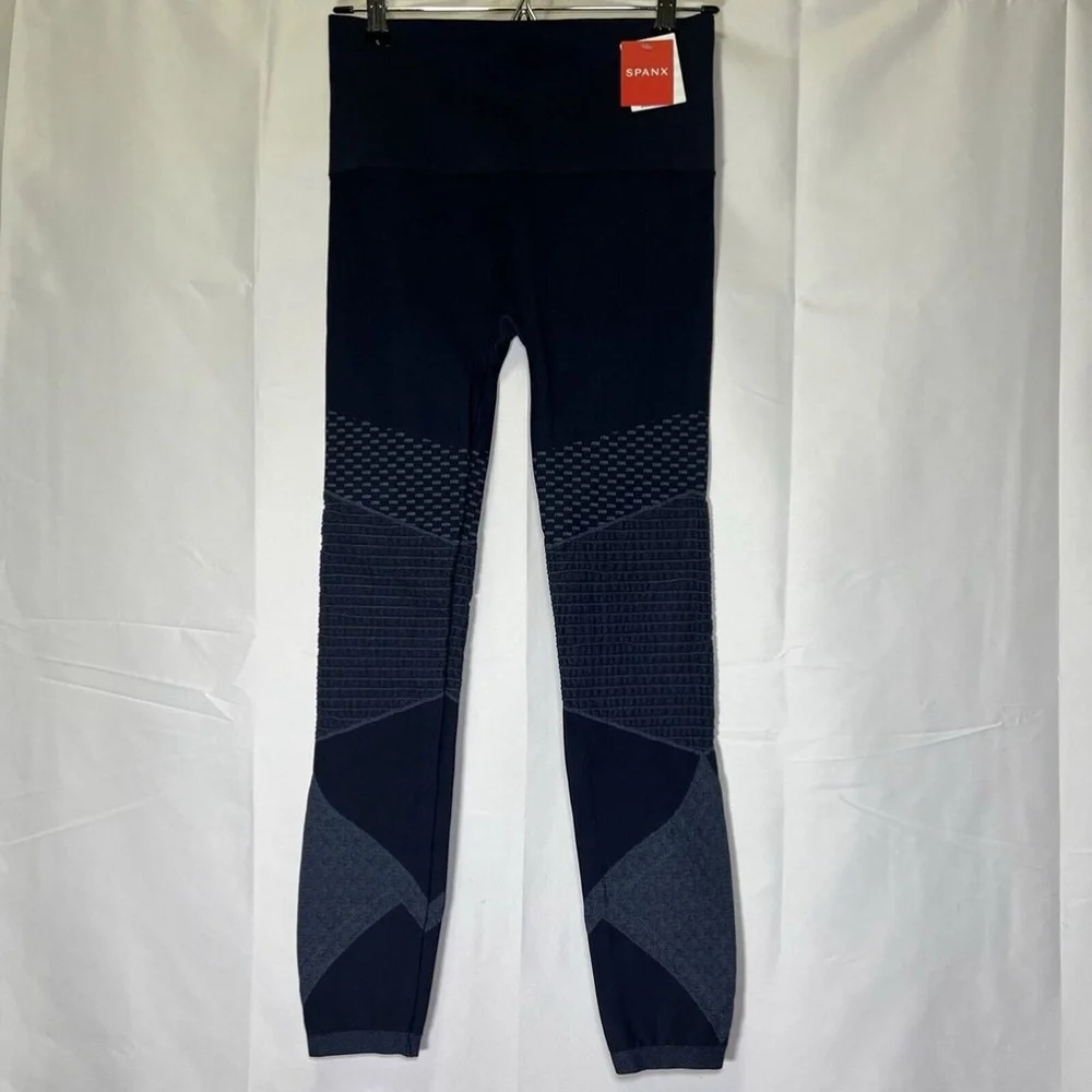 Spanx Women's Look At Me Now Seamless Moto Leggings Indigo Sky Sz L
